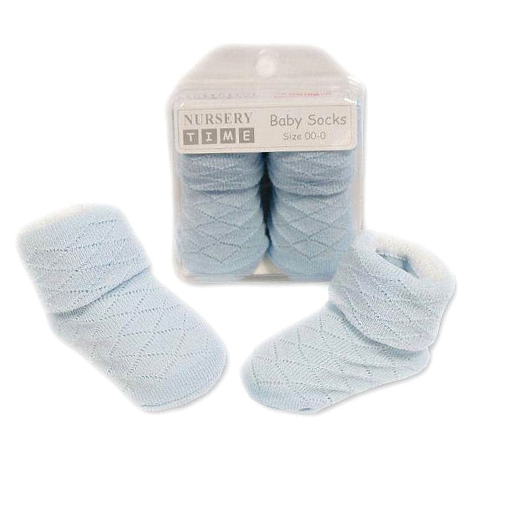 Baby Girls Perforated Diamond Ribbed Turnover Ankle Socks