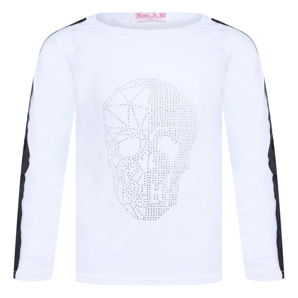 Boys Silver Skull Face Studded Tops