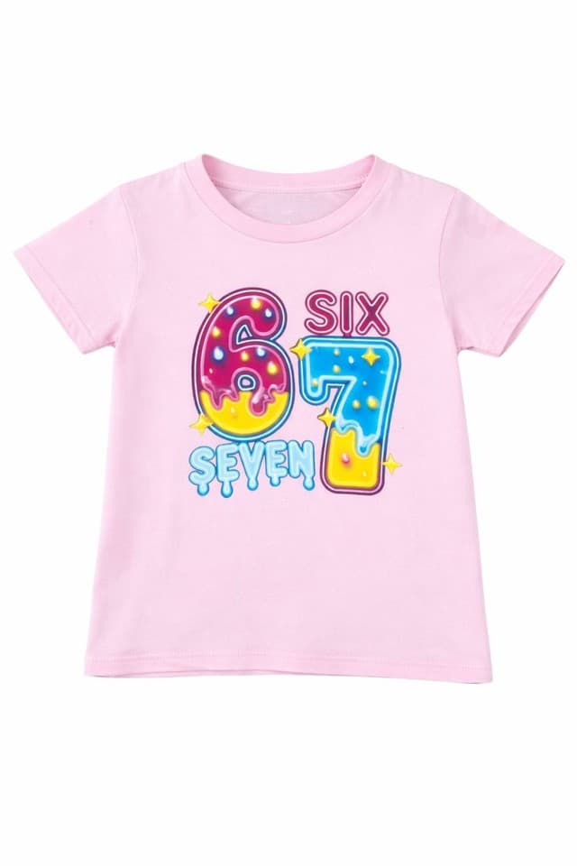 Girls Unisex Kids T-Shirt 3β14 Years Colourful 6 7 Six Seven Design Top Trend