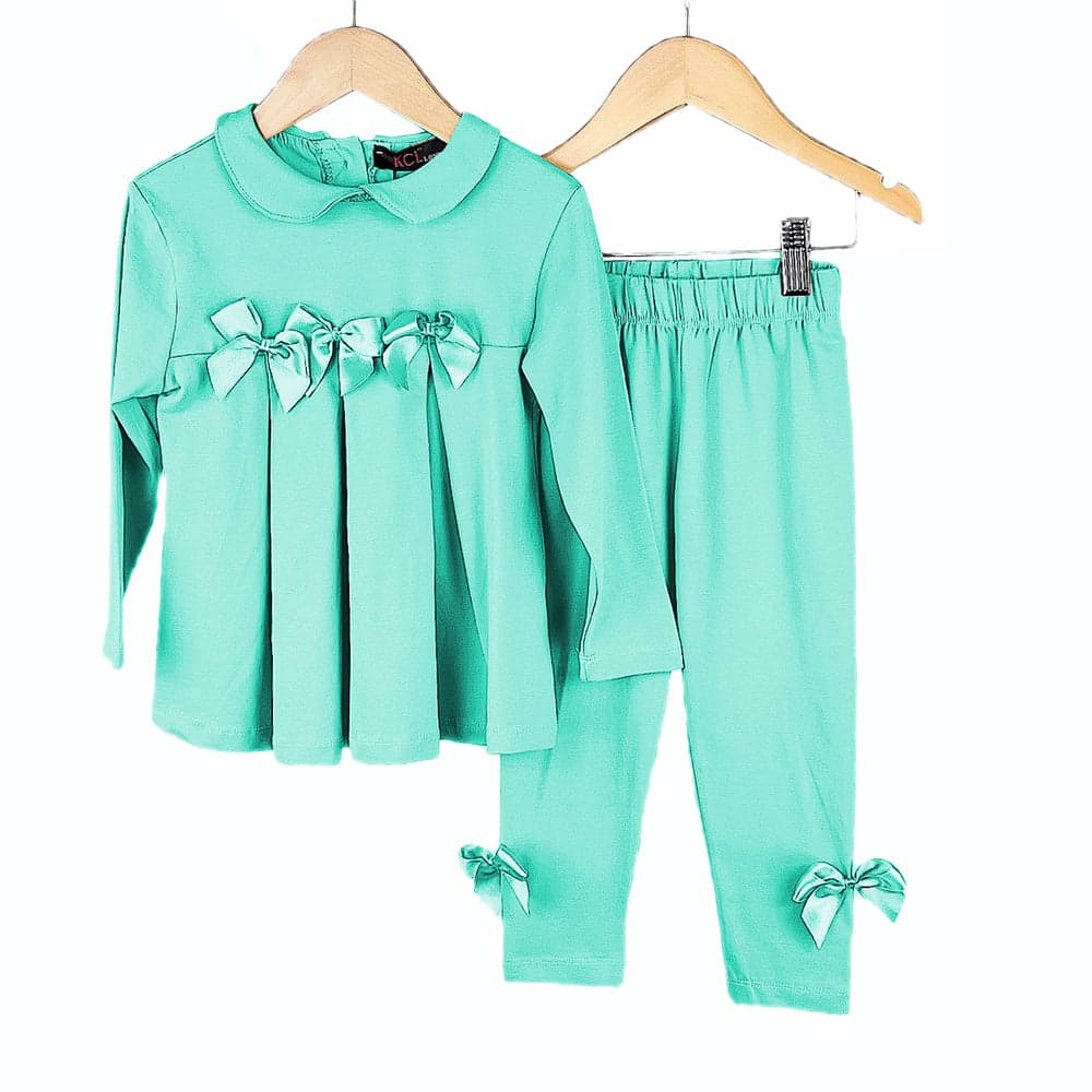 Girls Bow Pleated Top &  Set