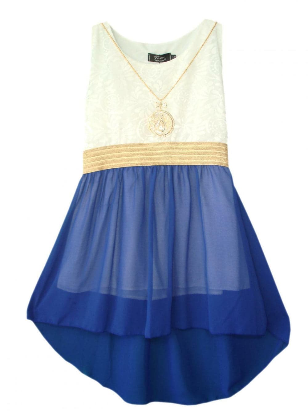 Girls Sleeveless Asymmetrical Chiffon Dress