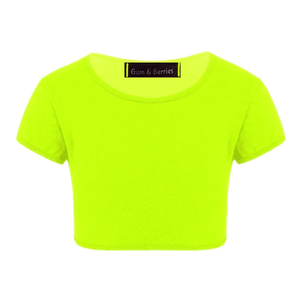 Girls Neon Crop Top T-Shirt.