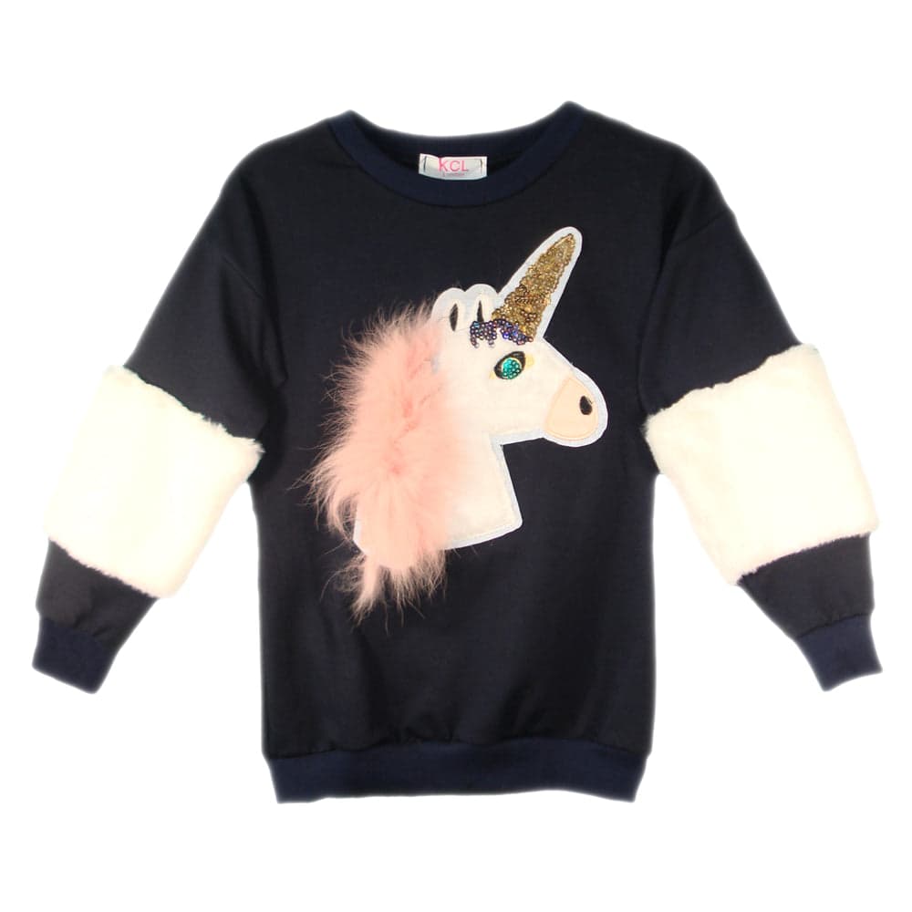 Girls Unicorn Fluffy Jumper