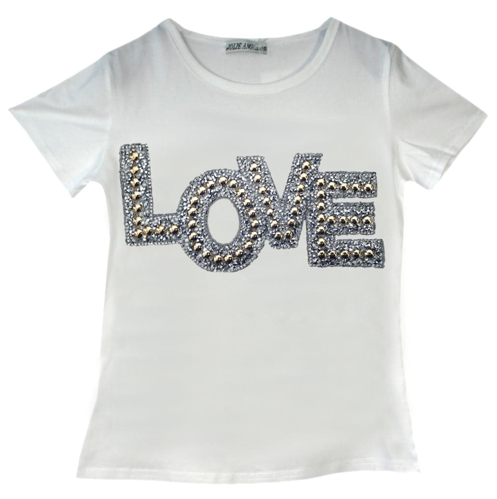 Girls Shiny Love & Trainers Print T-Shirts