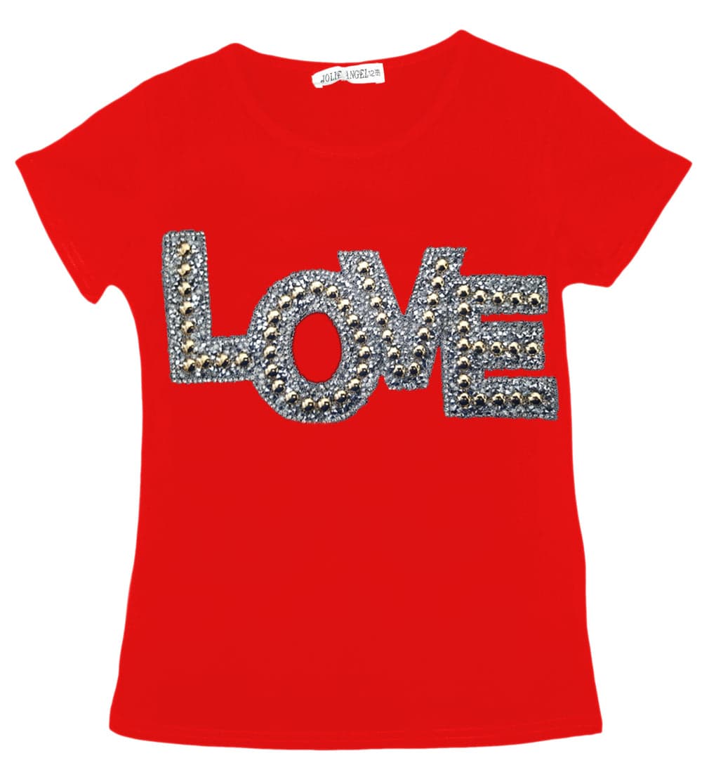 Girls Shiny Love & Trainers Print T-Shirts