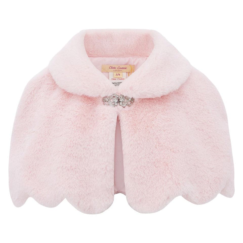 Girls Bolero Bridesmaid Tippet Wrap Stole Shrug Ivory Pink 3-14 Years