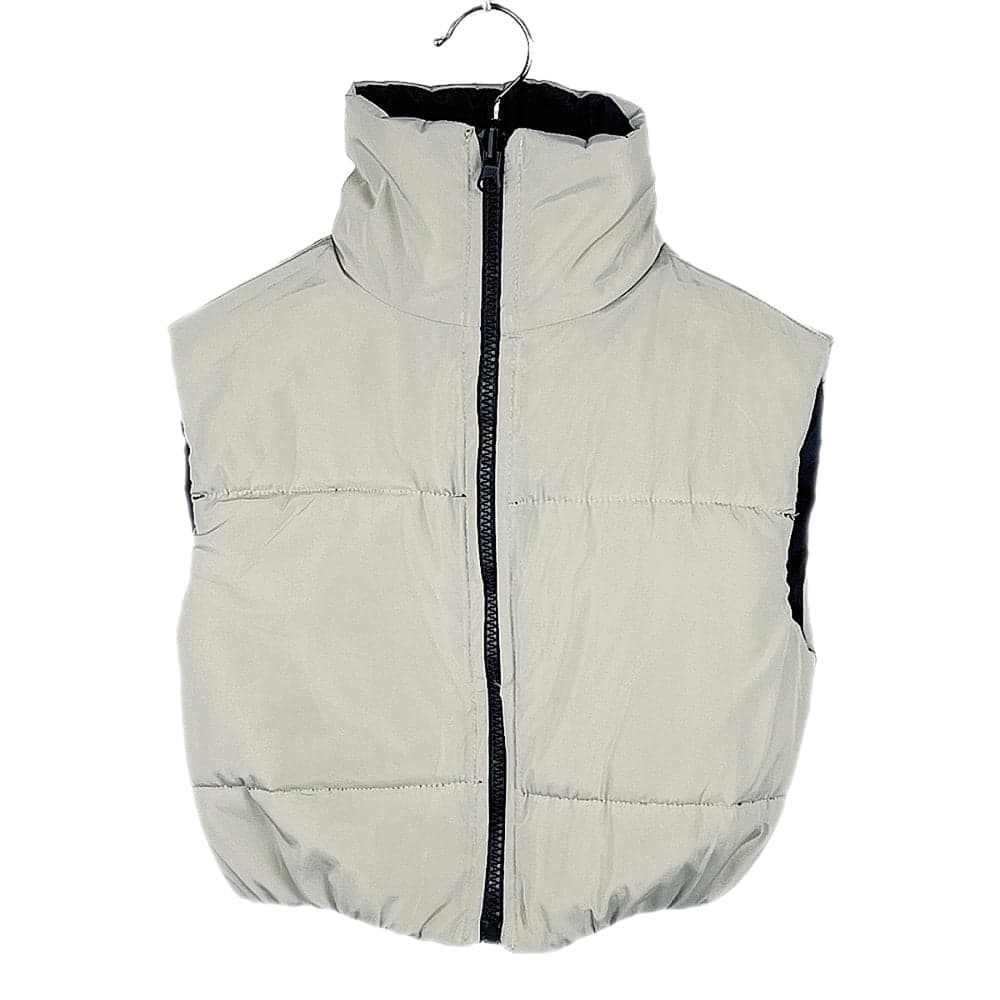 Girls Reversible Gilet Bodywarmer Puffer Cropped Padded Sleeveless Jacket 2 in 1