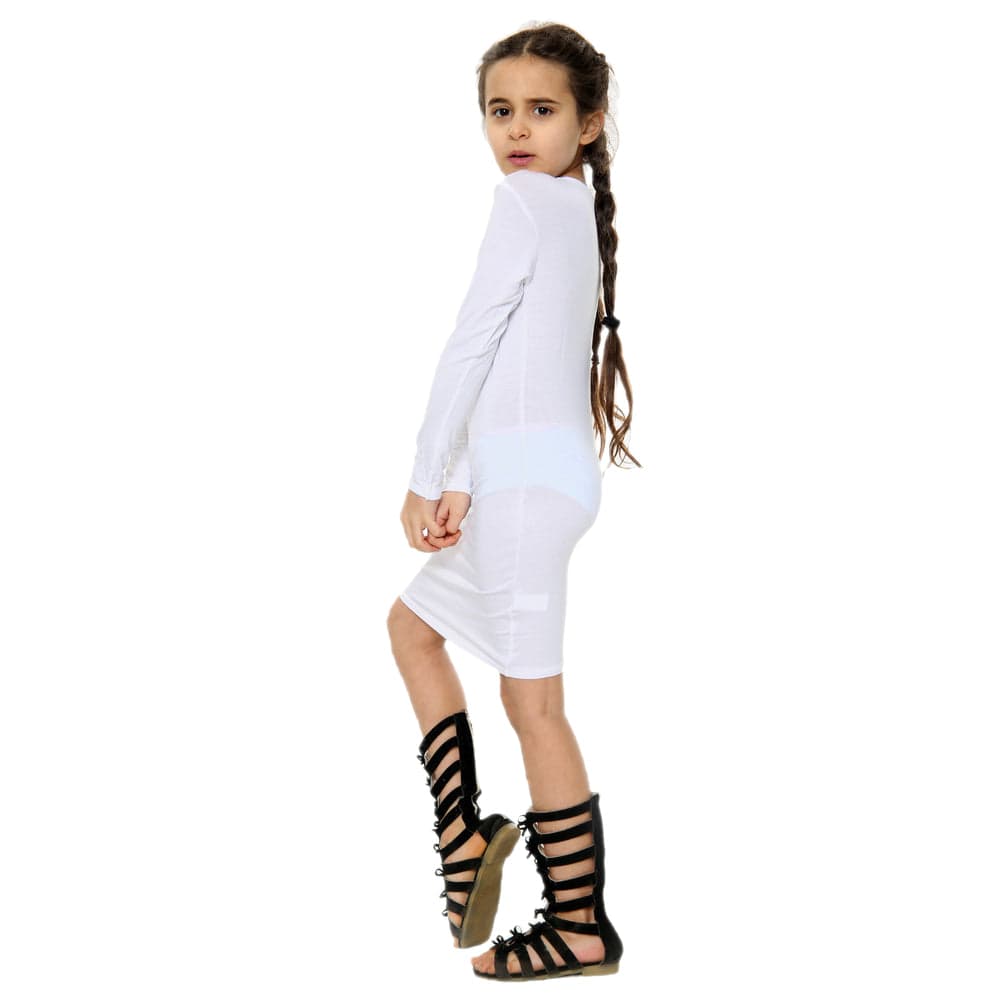 Girls Long Sleeve Bodycon Midi Dress
