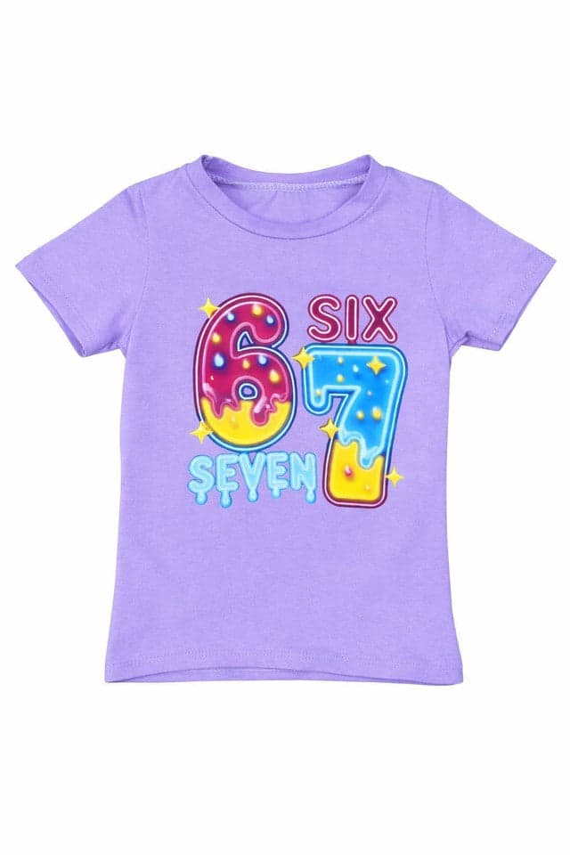Girls Unisex Kids T-Shirt 3β14 Years Colourful 6 7 Six Seven Design Top Trend