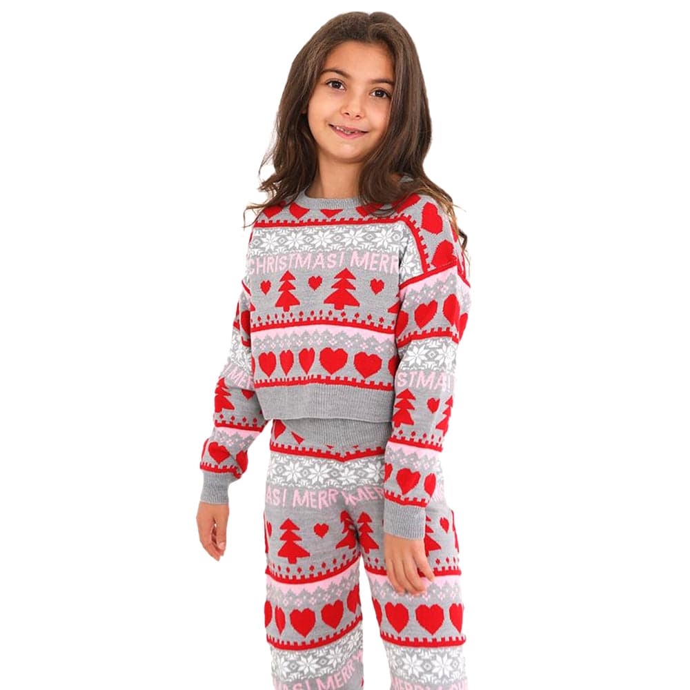 Girls Christmas Fairisle Jacquard Pyjama Set