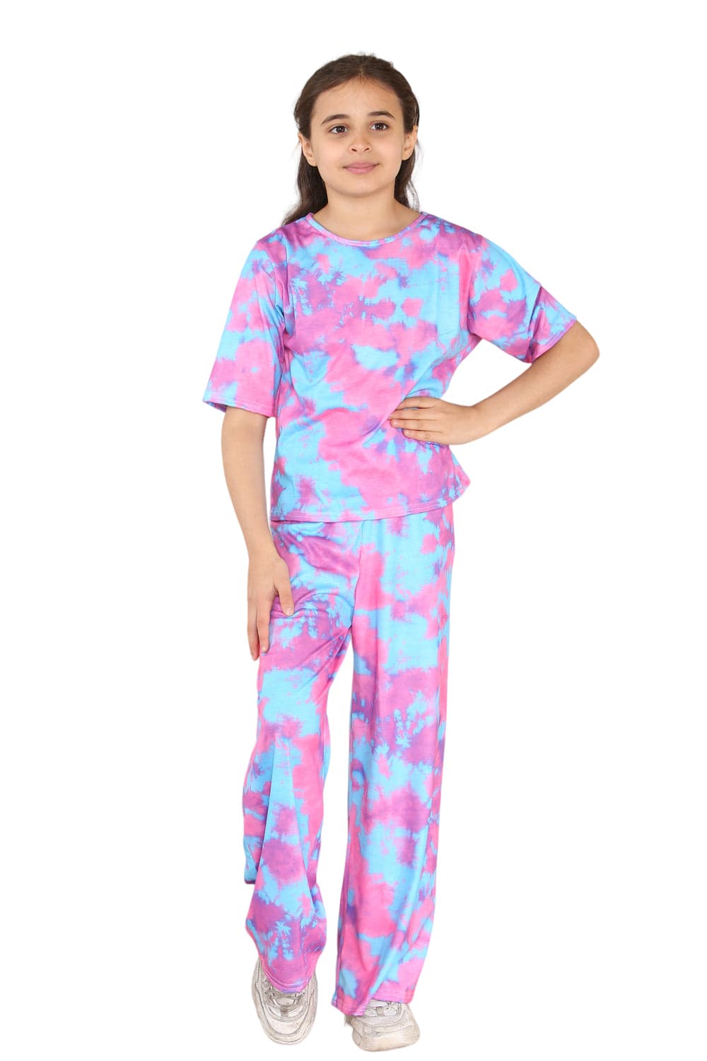 Girls Tie Dye Pyjamas T-Shirt and Trouser Set