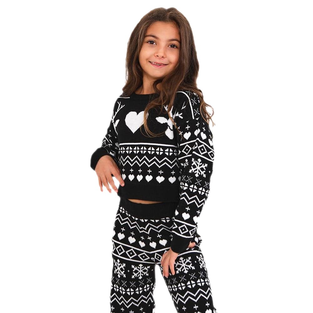 Girls Christmas Fairisle Jacquard Pyjama Set