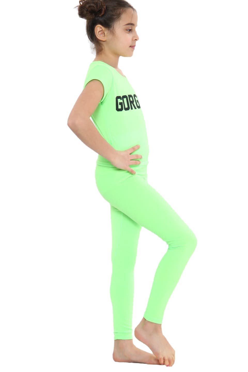 Girls Gorgeous Print Neon Crop Top & Leggings Set