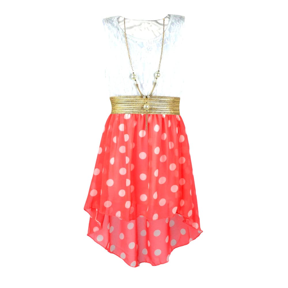 Girls Asymmetrical Polka Dots Dress