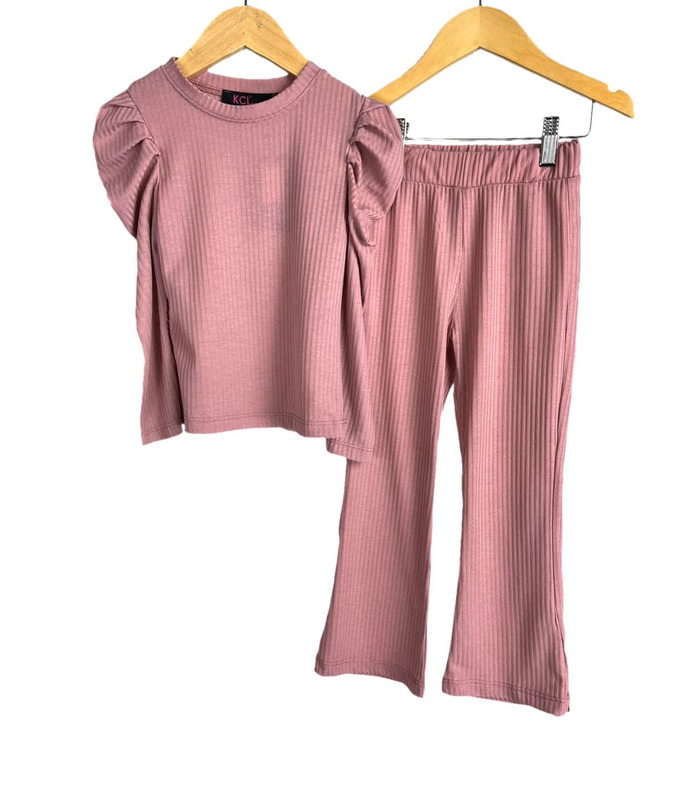 Girls Lounge Wear Puff Sleeve Top and Pants Outfit