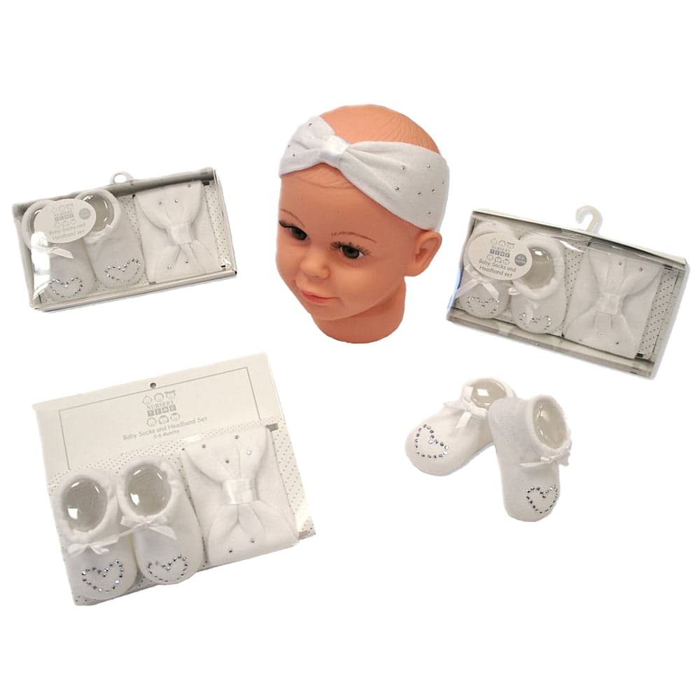 Baby Girls Headbands & Booties Set