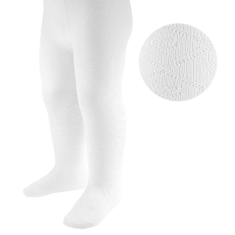 Baby Girls White Tights Cotton Blend Newborn 0-24 Months