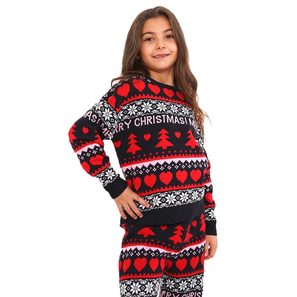 Girls Christmas Fairisle Jacquard Pyjama Set