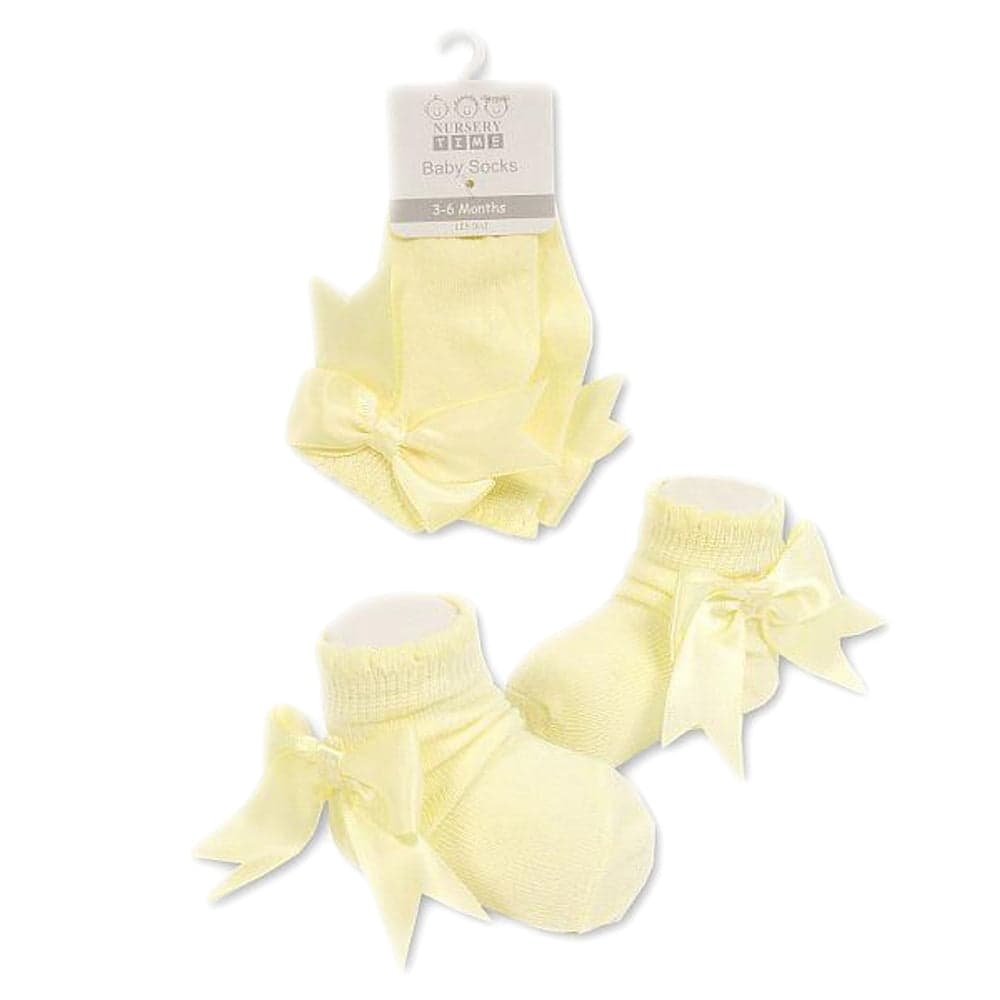 Baby Girls Socks Cotton Rich Spanish Bow Lace Wedding Stocking Socks with Bows Ribbon Top Party Ribbed Ankle Socks 0-18 Months