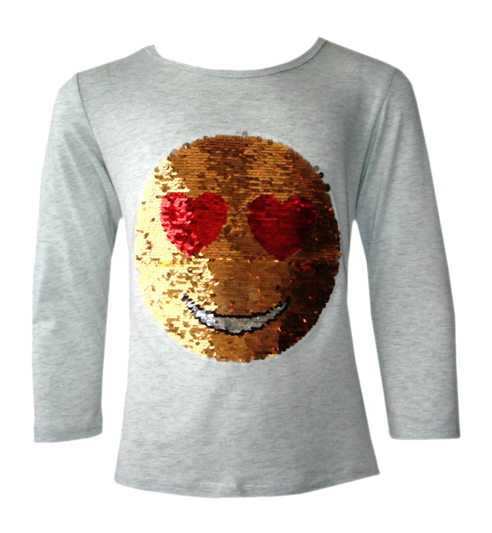 Girls Funny Face Brush Changing Sequin Tops