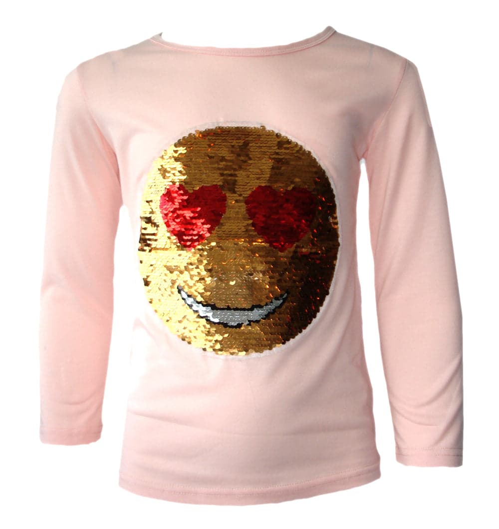 Girls Funny Face Brush Changing Sequin Tops