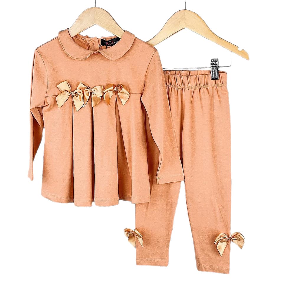 Girls Bow Pleated Top &  Set