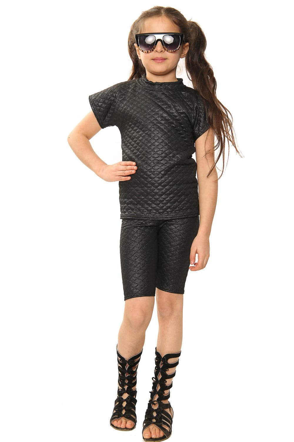 Girls Quilted Cycling Shorts Set