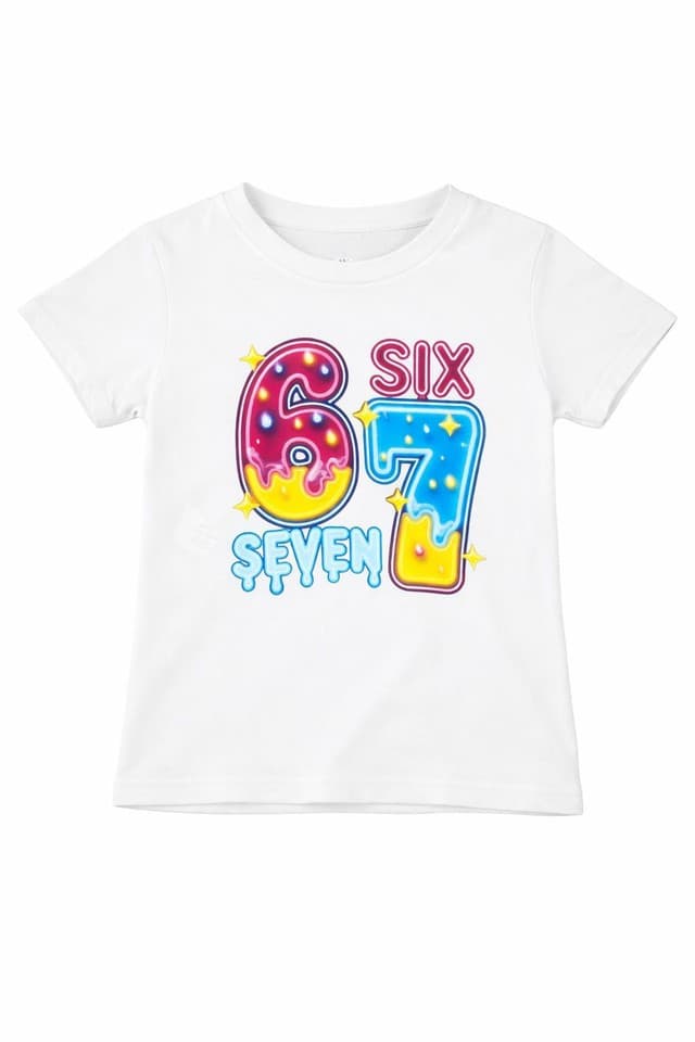 Girls Unisex Kids T-Shirt 3β14 Years Colourful 6 7 Six Seven Design Top Trend