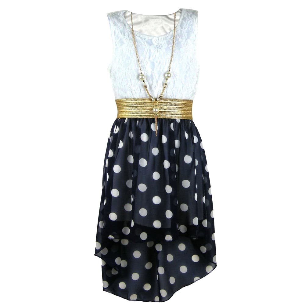 Girls Asymmetrical Polka Dots Dress