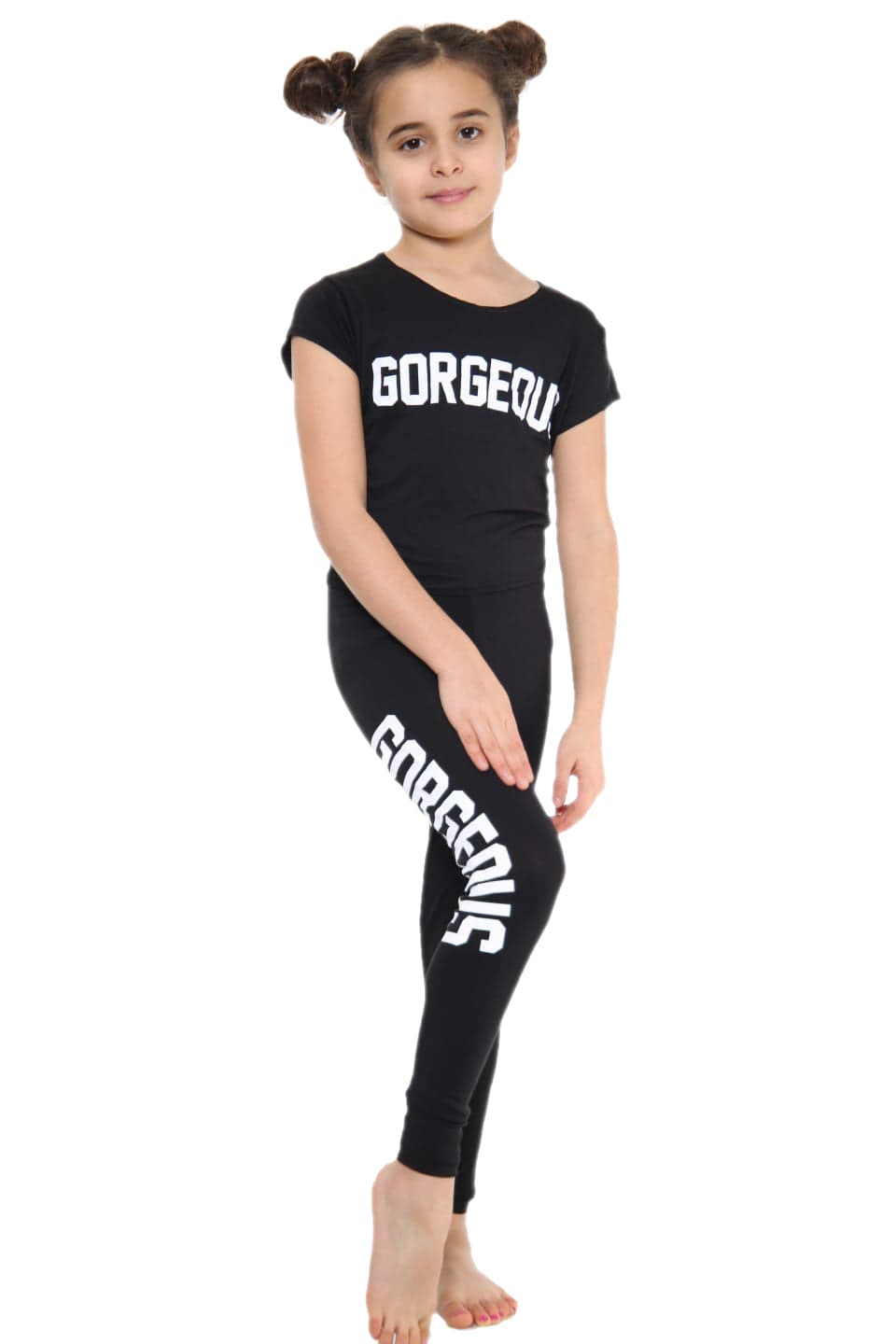 Girls Gorgeous Print Neon Crop Top & Leggings Set