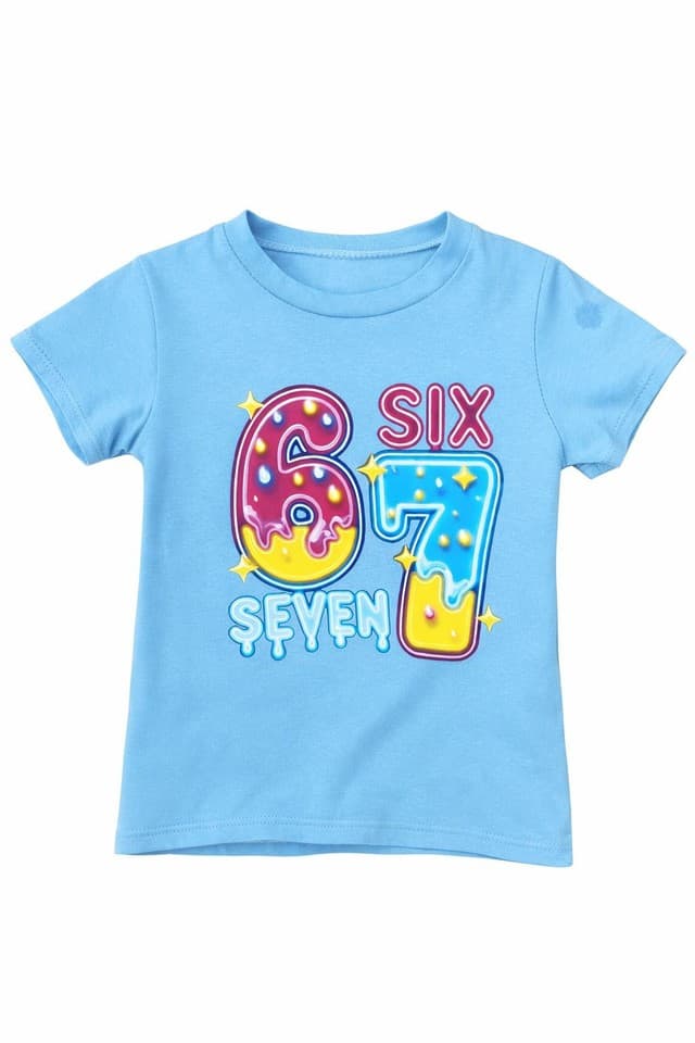 Girls Unisex Kids T-Shirt 3β14 Years Colourful 6 7 Six Seven Design Top Trend