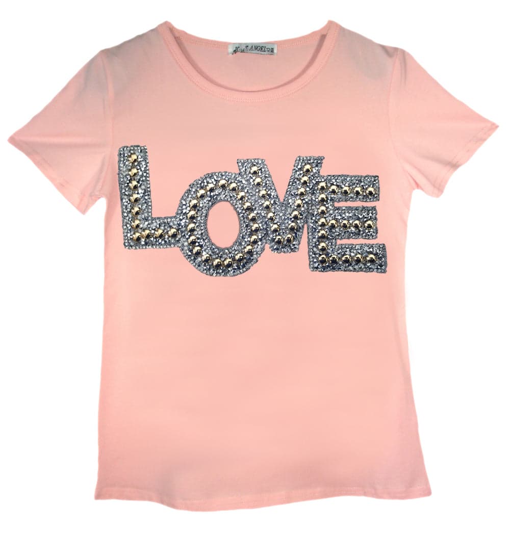 Girls Shiny Love & Trainers Print T-Shirts