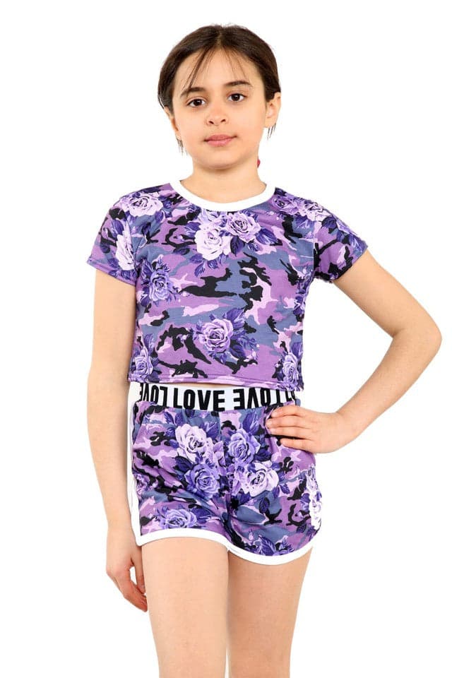 Girls Floral Crop top and Short set for Holidays Summer Age 7 - 13 years
