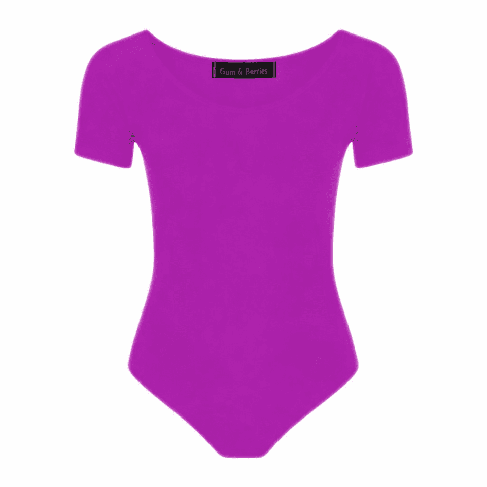 Girls Dance Leotard Plain Microfibre Stretchy Ballet Short Sleeve Bodysuit Gym