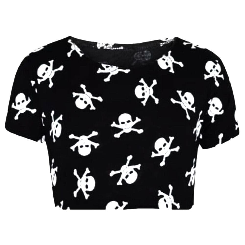 Girls Halloween Costumes Skull Cropped T-Shirt  Set Swing Dress Jumpsuit