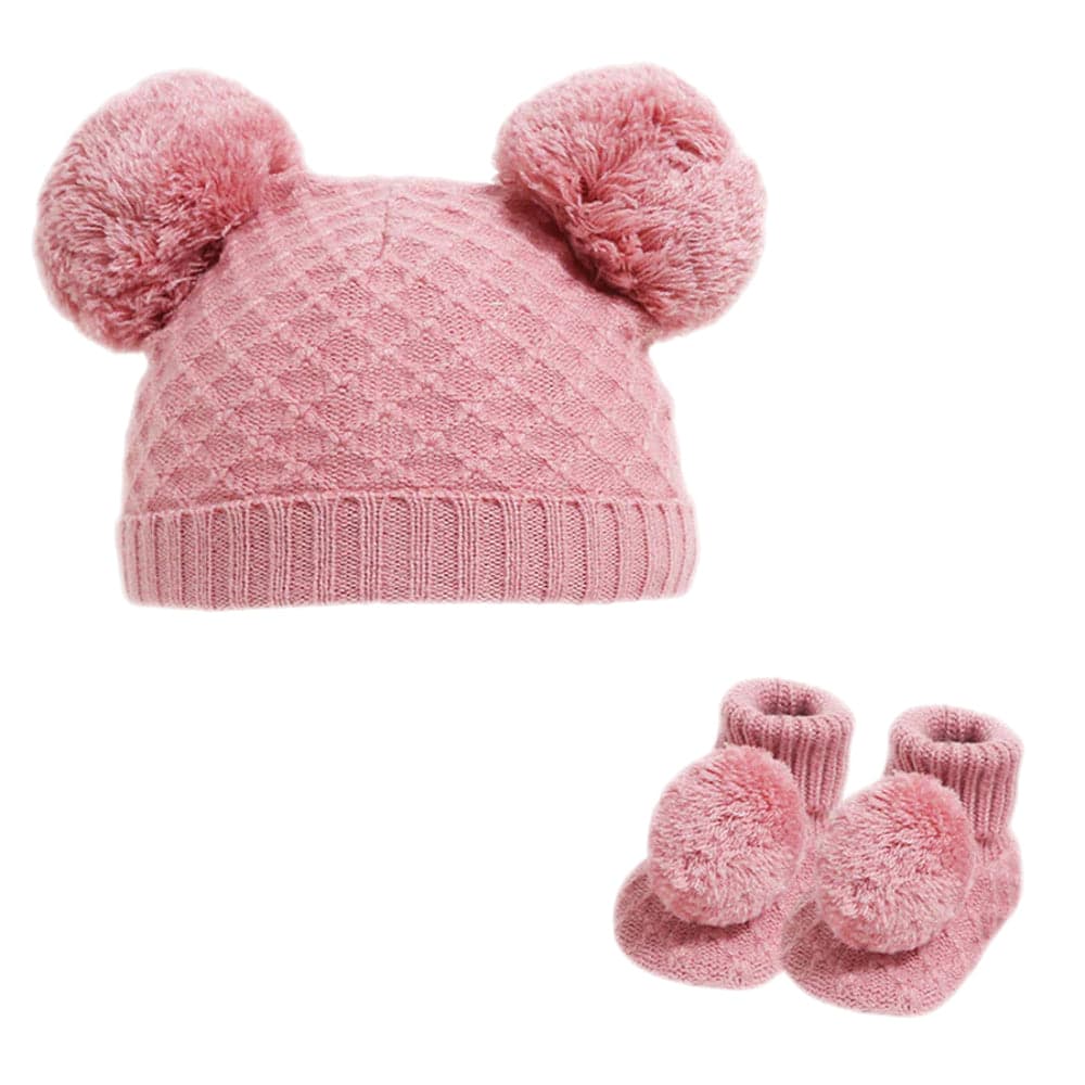 Baby Girls Pom Pom Hat With Booties Set