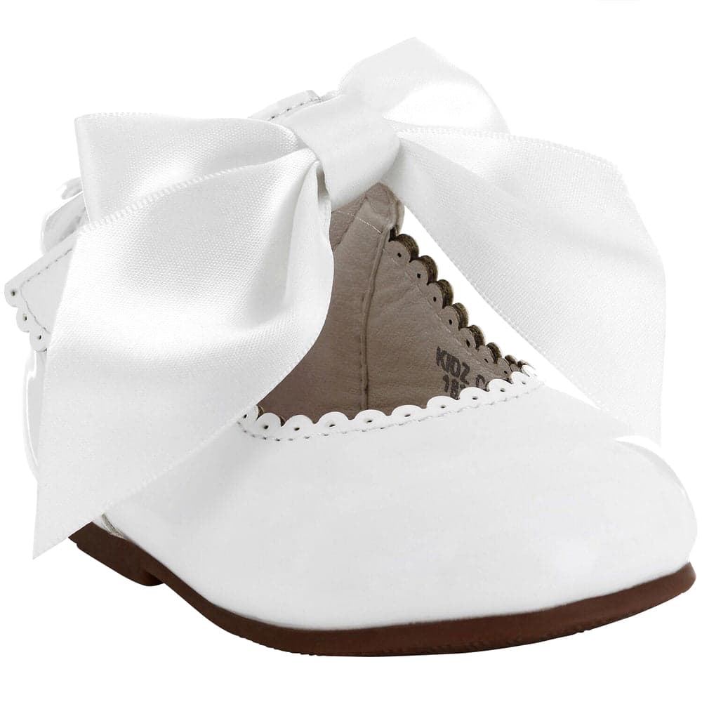 Girls Bridesmaids Bow Ribbon Party Shoes