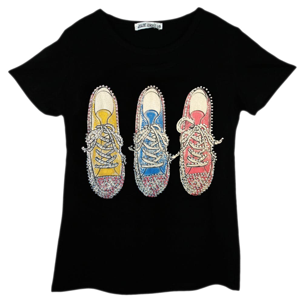 Girls Shiny Love & Trainers Print T-Shirts