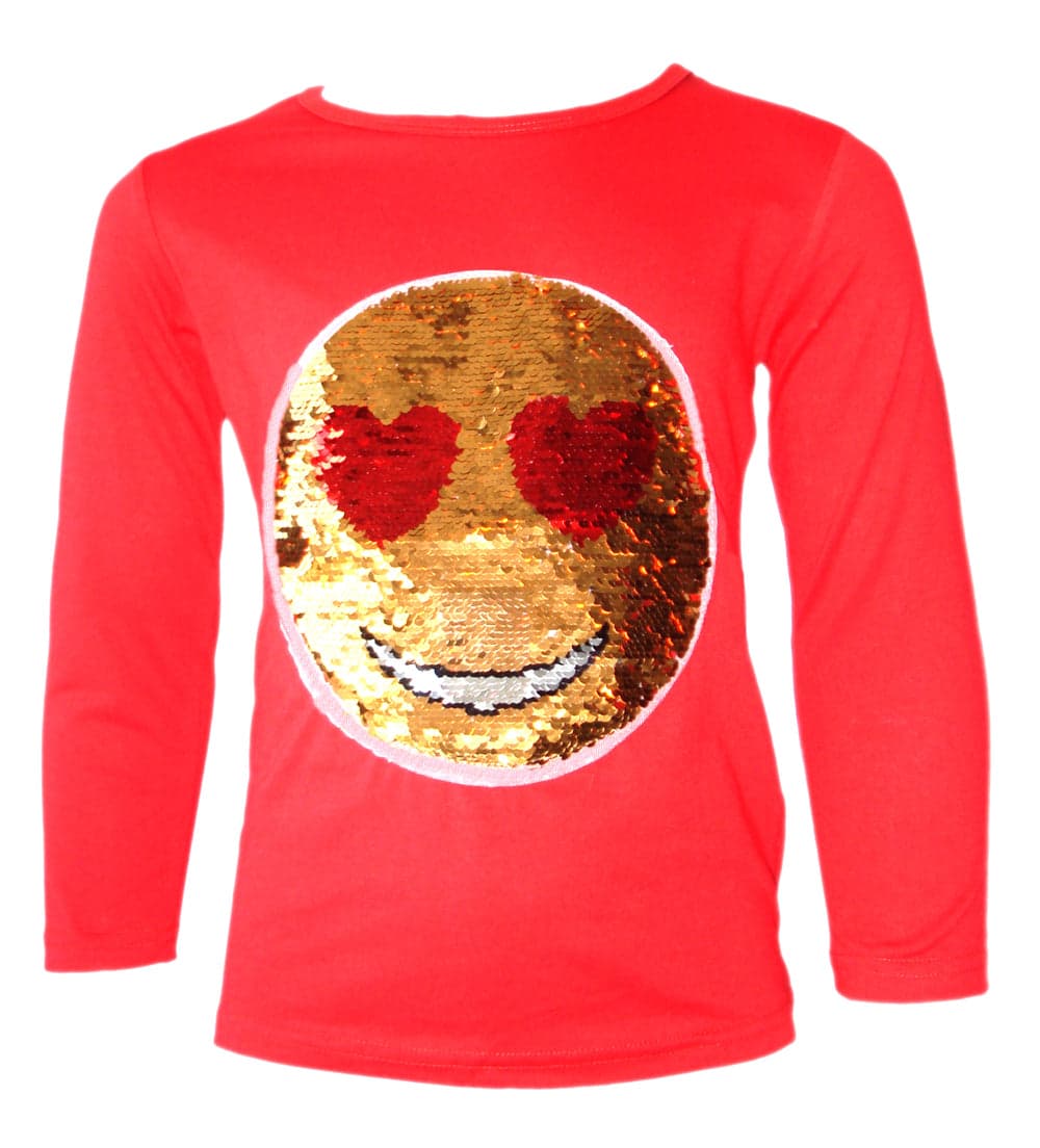 Girls Funny Face Brush Changing Sequin Tops