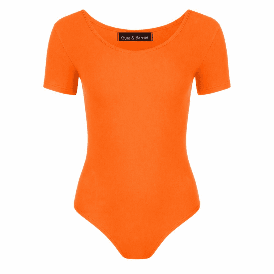 Girls Dance Leotard Plain Microfibre Stretchy Ballet Short Sleeve Bodysuit Gym