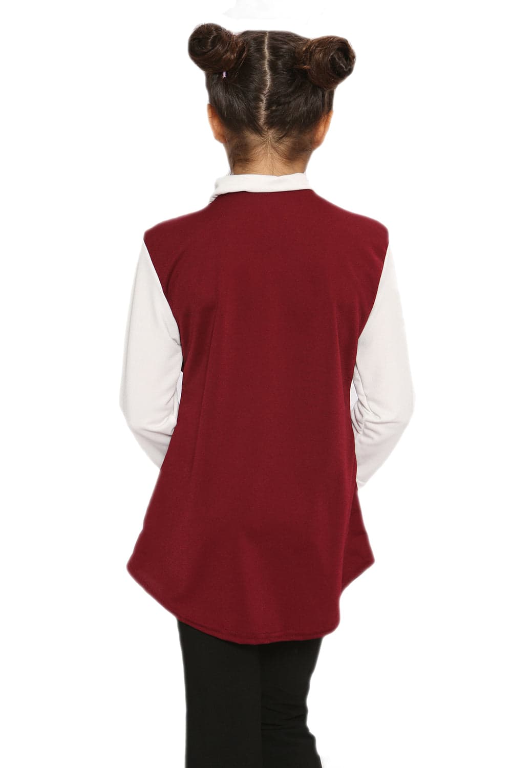 Girls Contrast Collar Tie Bow Knot Tops