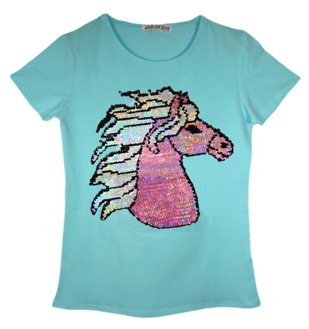 Girls Animal Sequin Brush Changing T-Shirts