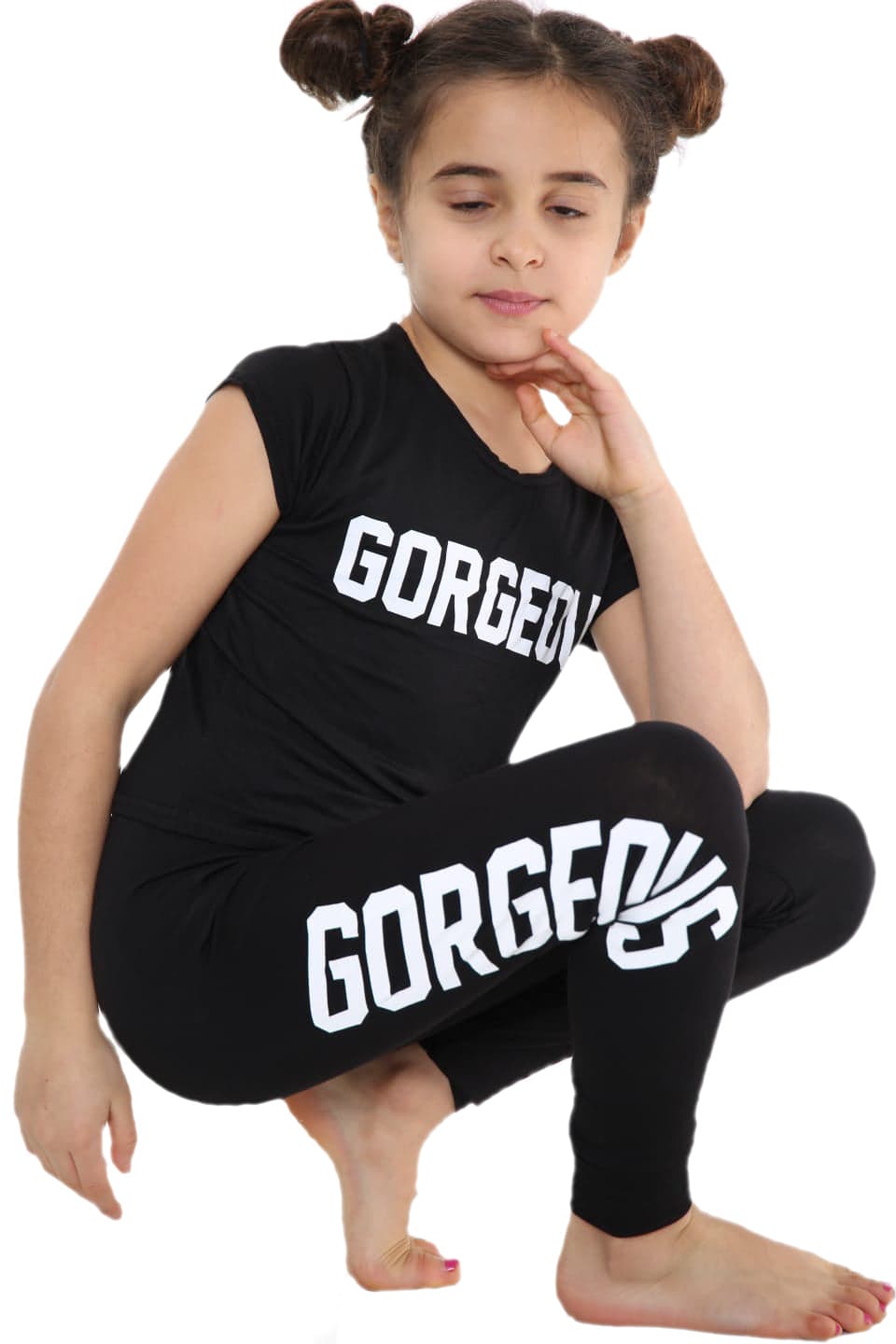 Girls Gorgeous Print Neon Crop Top & Leggings Set