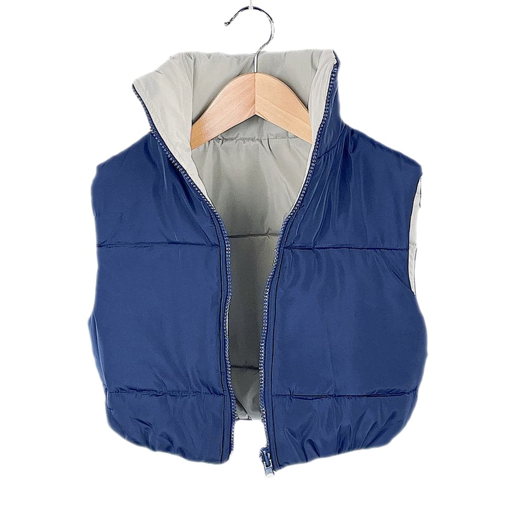 Girls Reversible Gilet Bodywarmer Puffer Cropped Padded Sleeveless Jacket 2 in 1