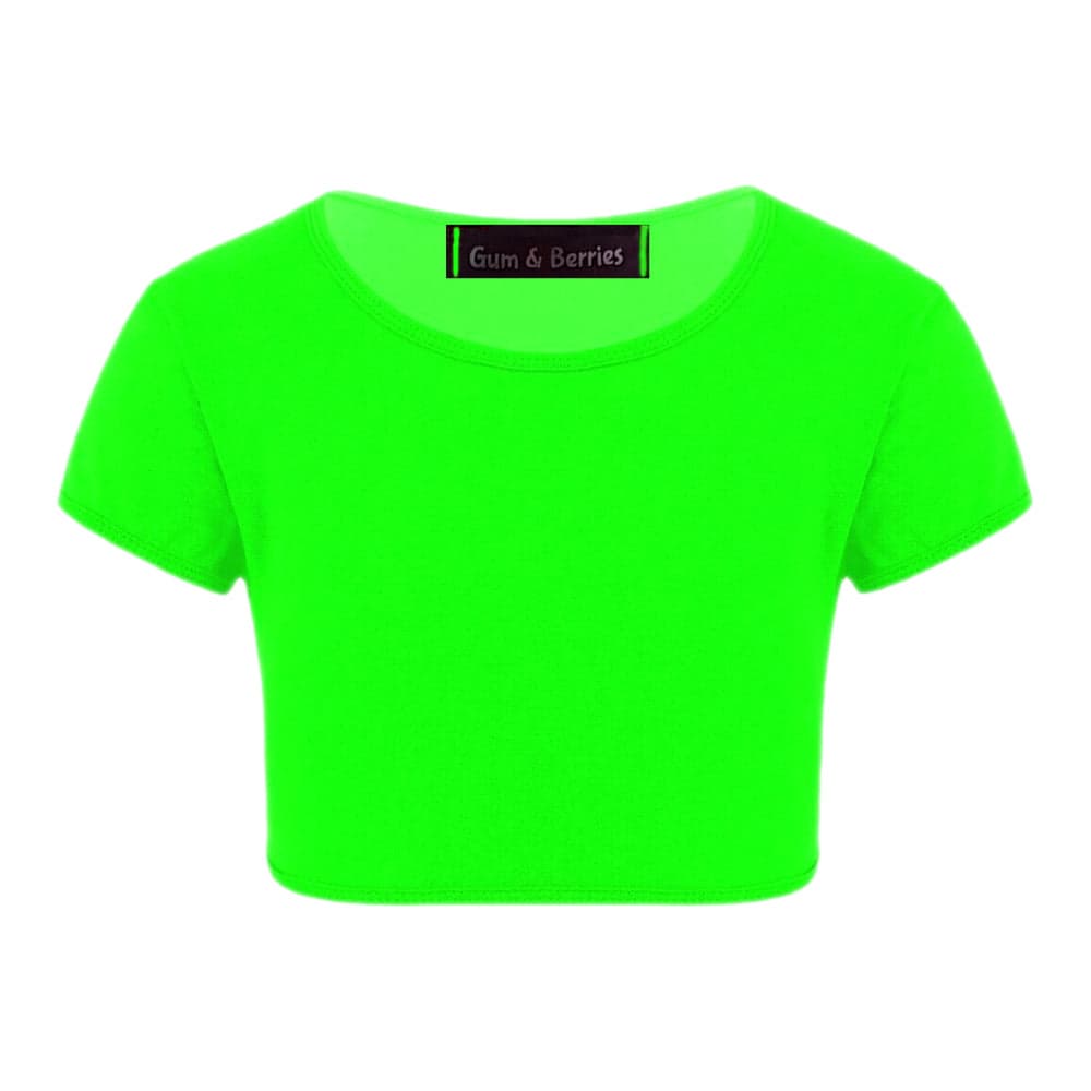 Girls Neon Crop Top T-Shirt.