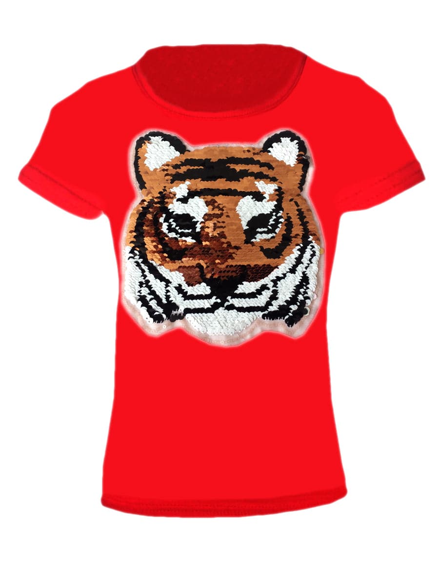 Girls Animal Sequin Brush Changing T-Shirts