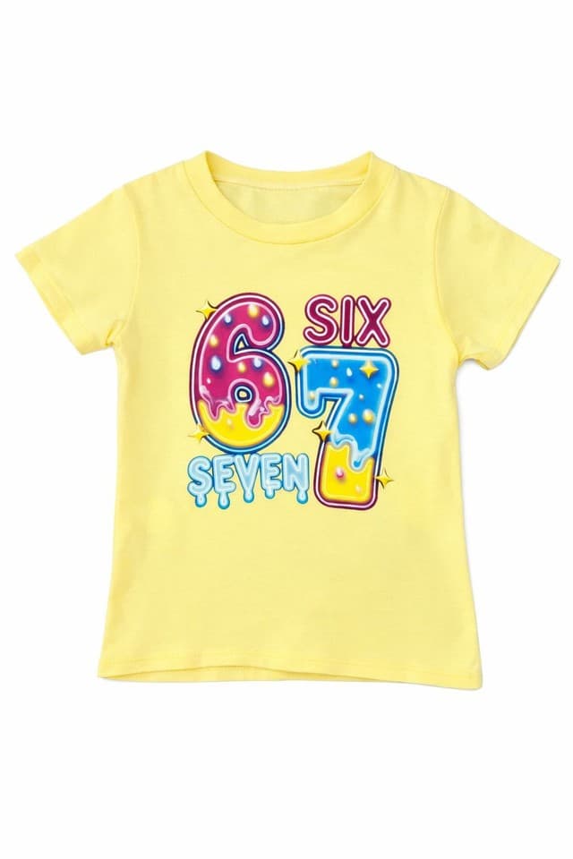 Girls Unisex Kids T-Shirt 3β14 Years Colourful 6 7 Six Seven Design Top Trend