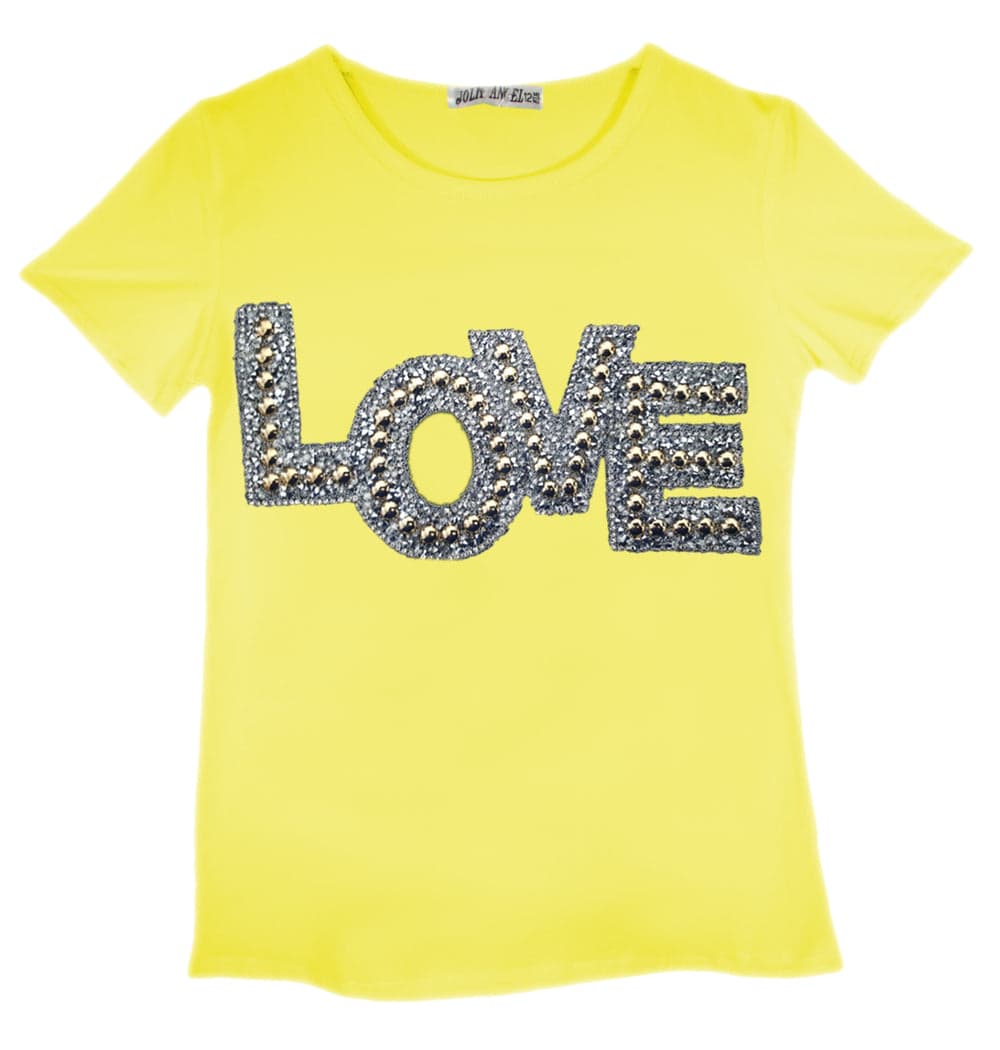 Girls Shiny Love & Trainers Print T-Shirts