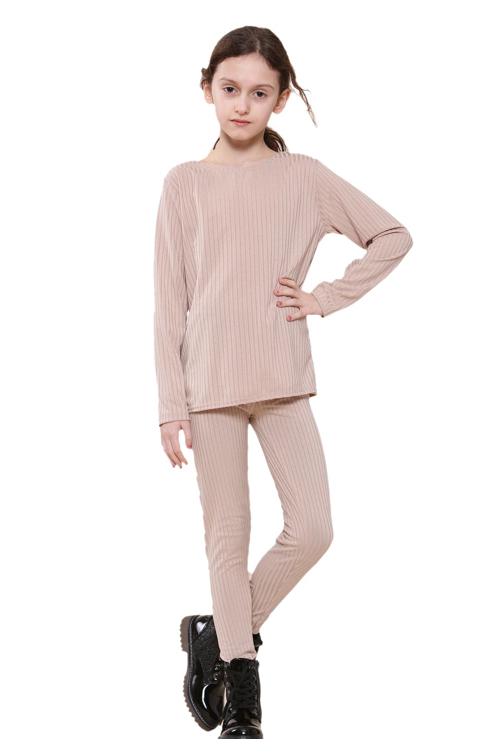 Girls Ribbed Tracksuit Loungewear Outfits