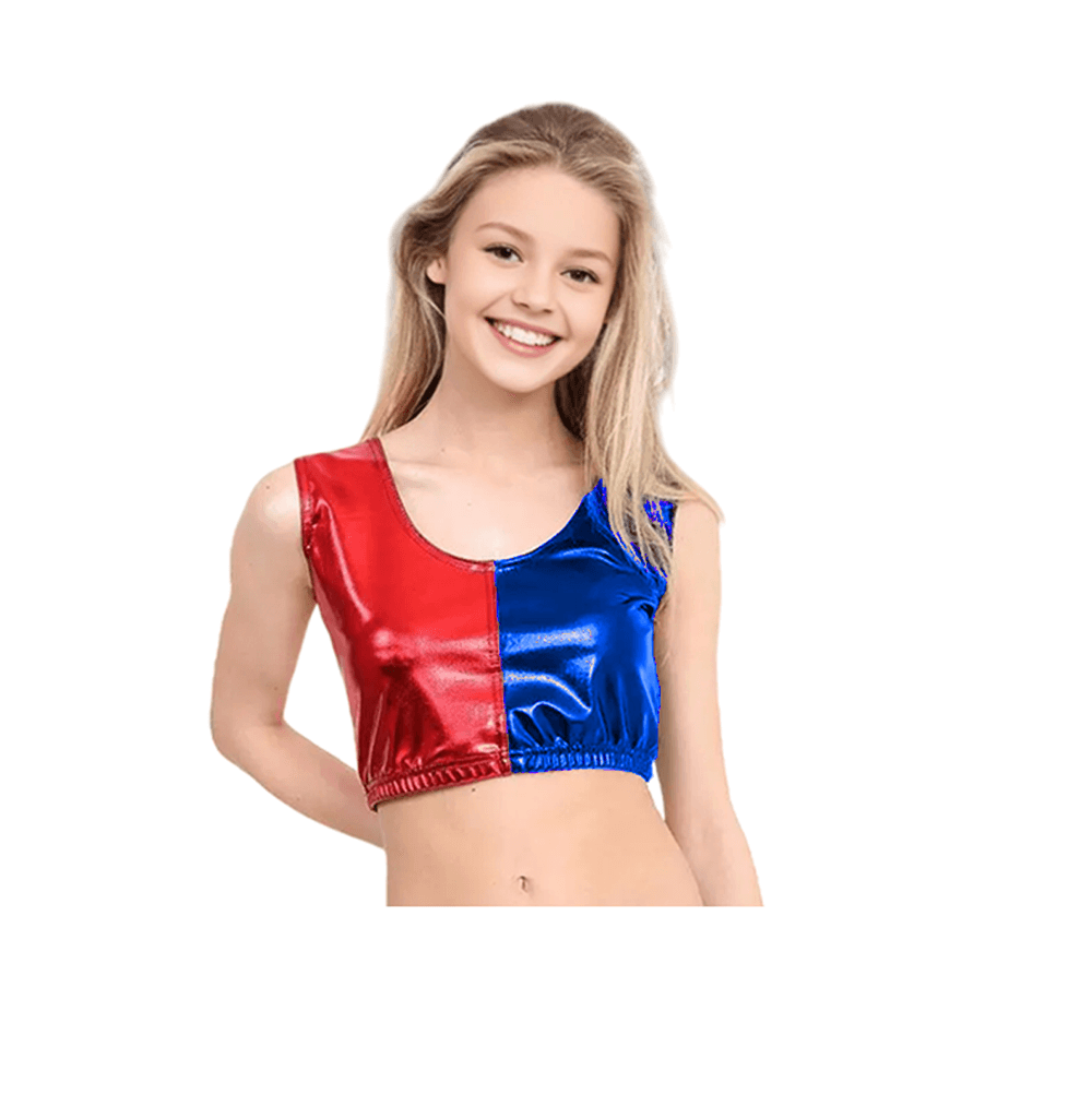 Girls Vest Crop Top Red Blue 3-14 years